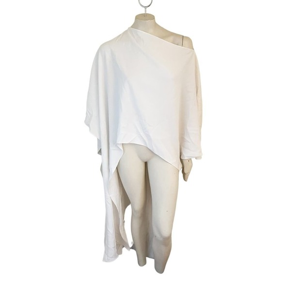Zara White Asymmetrical Blouse with Flowing Design - Picture 5 of 13